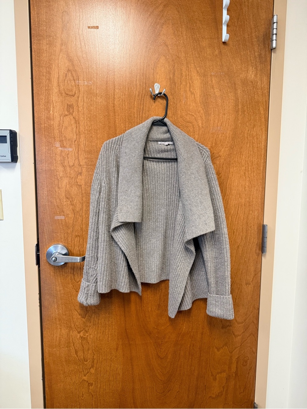 GAP Open-Front Ribbed Cardigan in Light Taupe